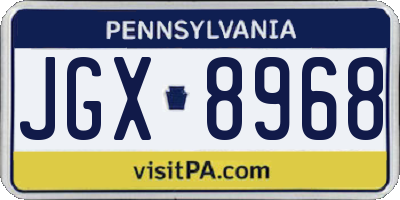 PA license plate JGX8968