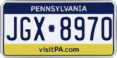 PA license plate JGX8970
