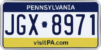 PA license plate JGX8971