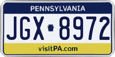 PA license plate JGX8972