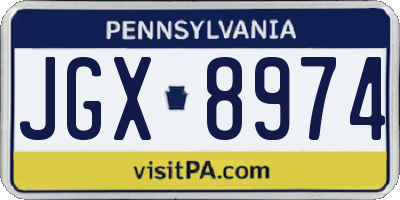 PA license plate JGX8974