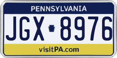 PA license plate JGX8976