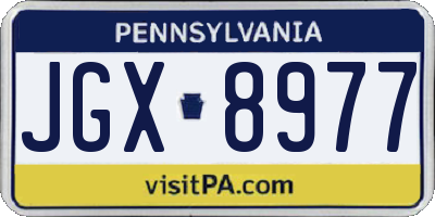 PA license plate JGX8977