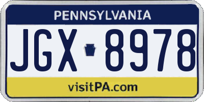 PA license plate JGX8978