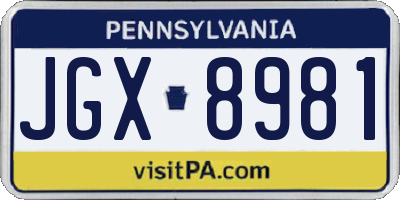 PA license plate JGX8981
