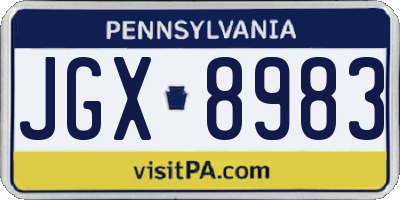 PA license plate JGX8983