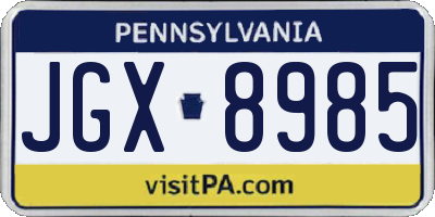 PA license plate JGX8985