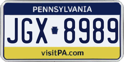 PA license plate JGX8989