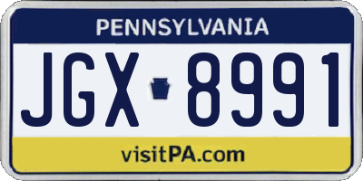 PA license plate JGX8991