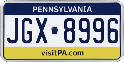 PA license plate JGX8996