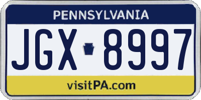 PA license plate JGX8997