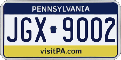 PA license plate JGX9002
