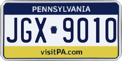 PA license plate JGX9010