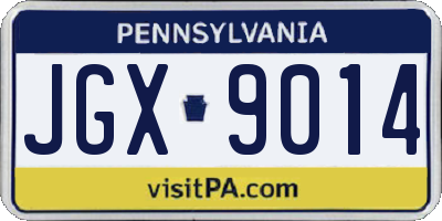 PA license plate JGX9014