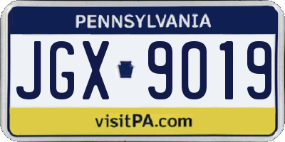PA license plate JGX9019