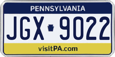 PA license plate JGX9022