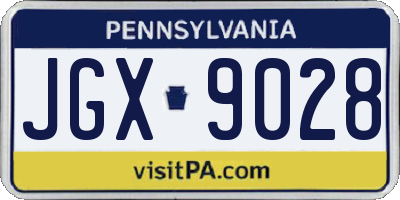 PA license plate JGX9028