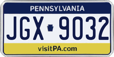 PA license plate JGX9032