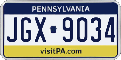 PA license plate JGX9034