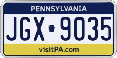 PA license plate JGX9035