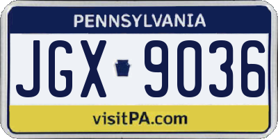 PA license plate JGX9036