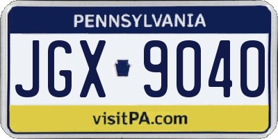PA license plate JGX9040