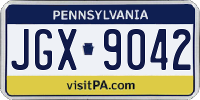 PA license plate JGX9042