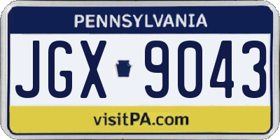 PA license plate JGX9043