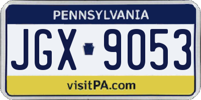 PA license plate JGX9053