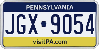 PA license plate JGX9054