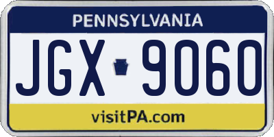 PA license plate JGX9060