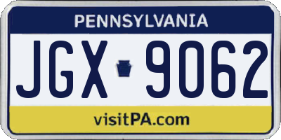 PA license plate JGX9062