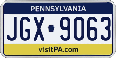 PA license plate JGX9063