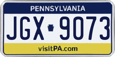 PA license plate JGX9073
