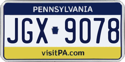 PA license plate JGX9078