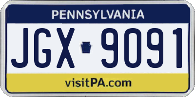PA license plate JGX9091
