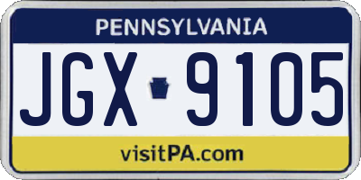 PA license plate JGX9105