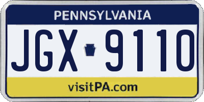 PA license plate JGX9110