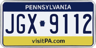 PA license plate JGX9112
