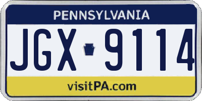 PA license plate JGX9114