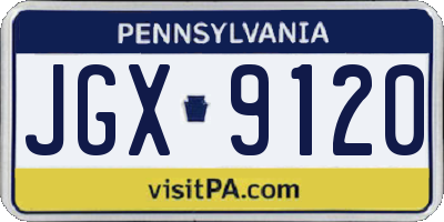 PA license plate JGX9120