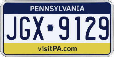 PA license plate JGX9129