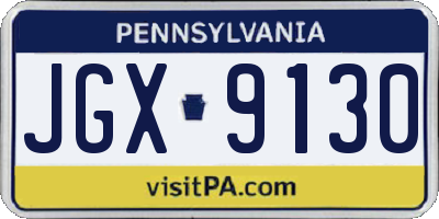 PA license plate JGX9130
