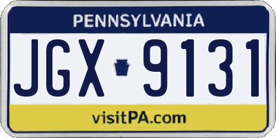 PA license plate JGX9131