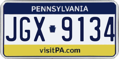 PA license plate JGX9134