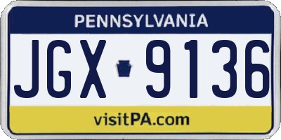 PA license plate JGX9136
