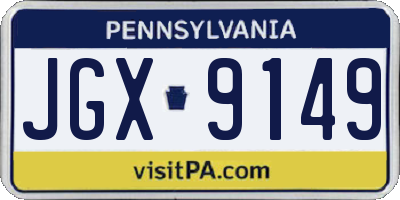 PA license plate JGX9149