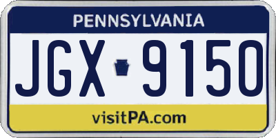 PA license plate JGX9150