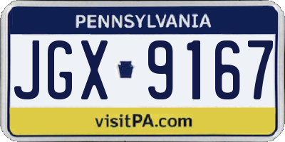PA license plate JGX9167