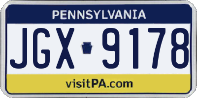 PA license plate JGX9178